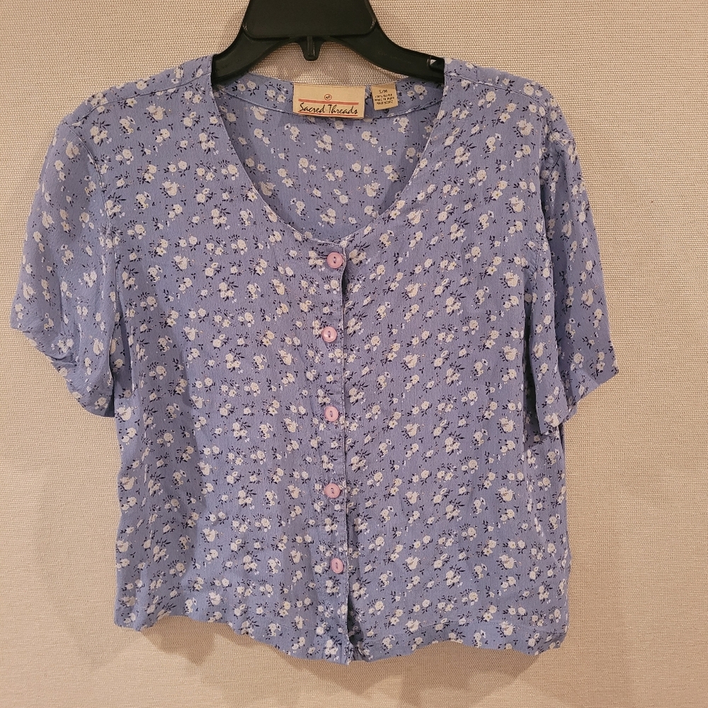 Sacred Threads Boho Button Down Shirt Size M